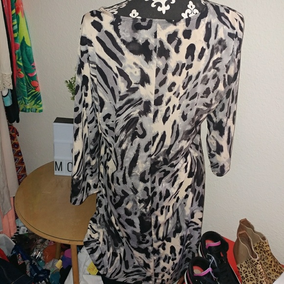 Effortless Style • animal print slip on pullover dress sheath gray career medium - Picture 2 of 16